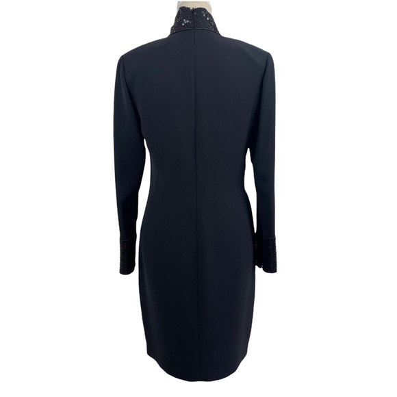 Vintage Linda Allard Ellen Tracy Embellished Sequin Beaded Black Cocktail Dress - Picture 2 of 12